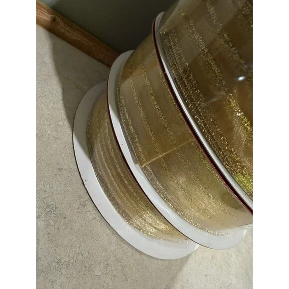 New Lot Of 3 Glitter Wired Edge Sheer Ribbon Ribbon 90 Ft X 1.5 in - Picture 5 of 6